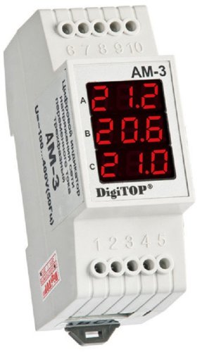 Амперметр трехфазный цифровой на DIN-рейку DigiTOP АМ-3 3х63А картинка